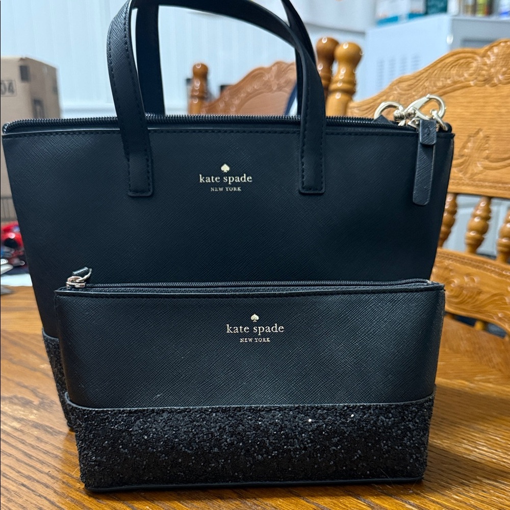 Kate Spade Black Tote and Pouch Set